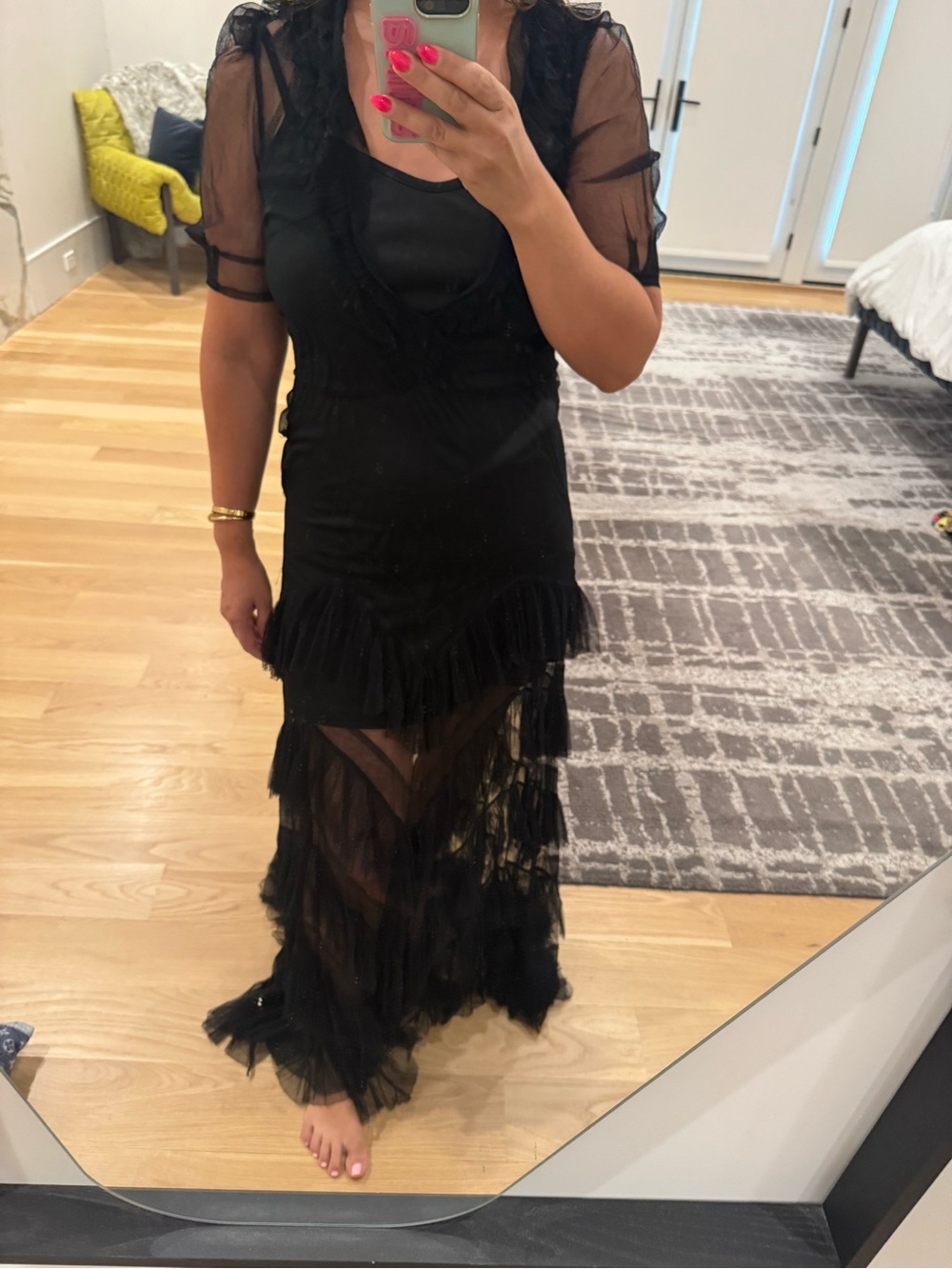 Etro Black Sheer Ruffled Tiered Maxi Dress - Picture 3 of 9